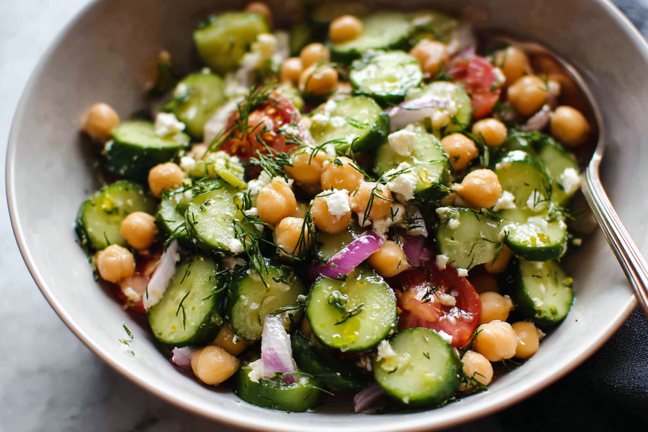 chickpea cucumber salad featured