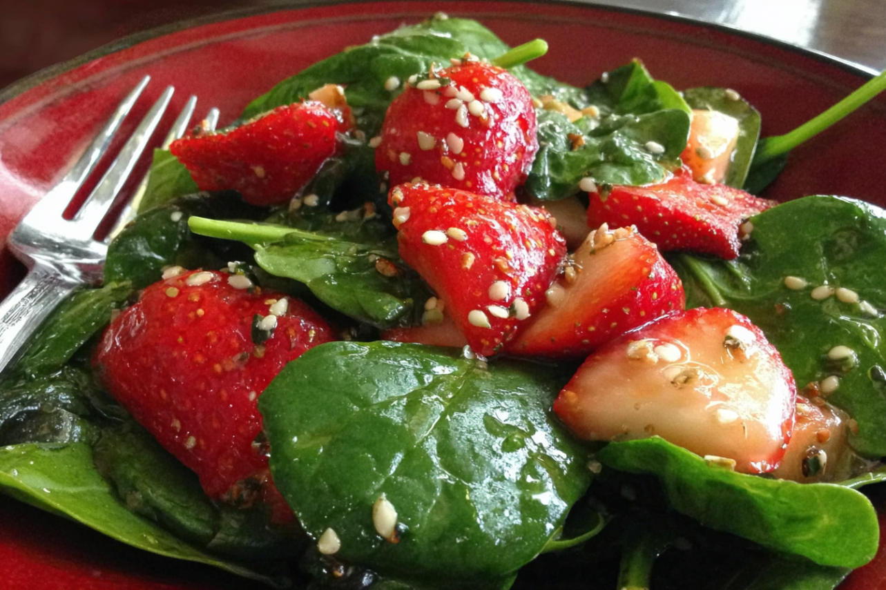 strawberry spinach salad featured