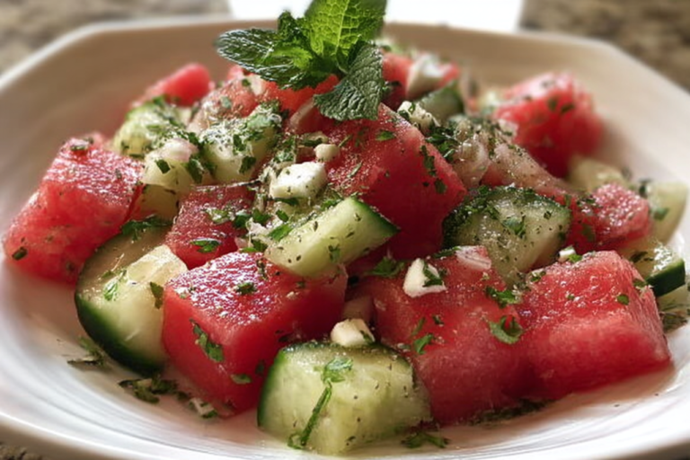 watermelon and cucumber salad featured