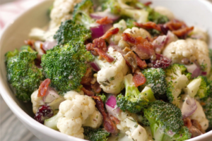 broccoli cauliflower salad recipe featured
