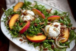 peach burrata salad featured
