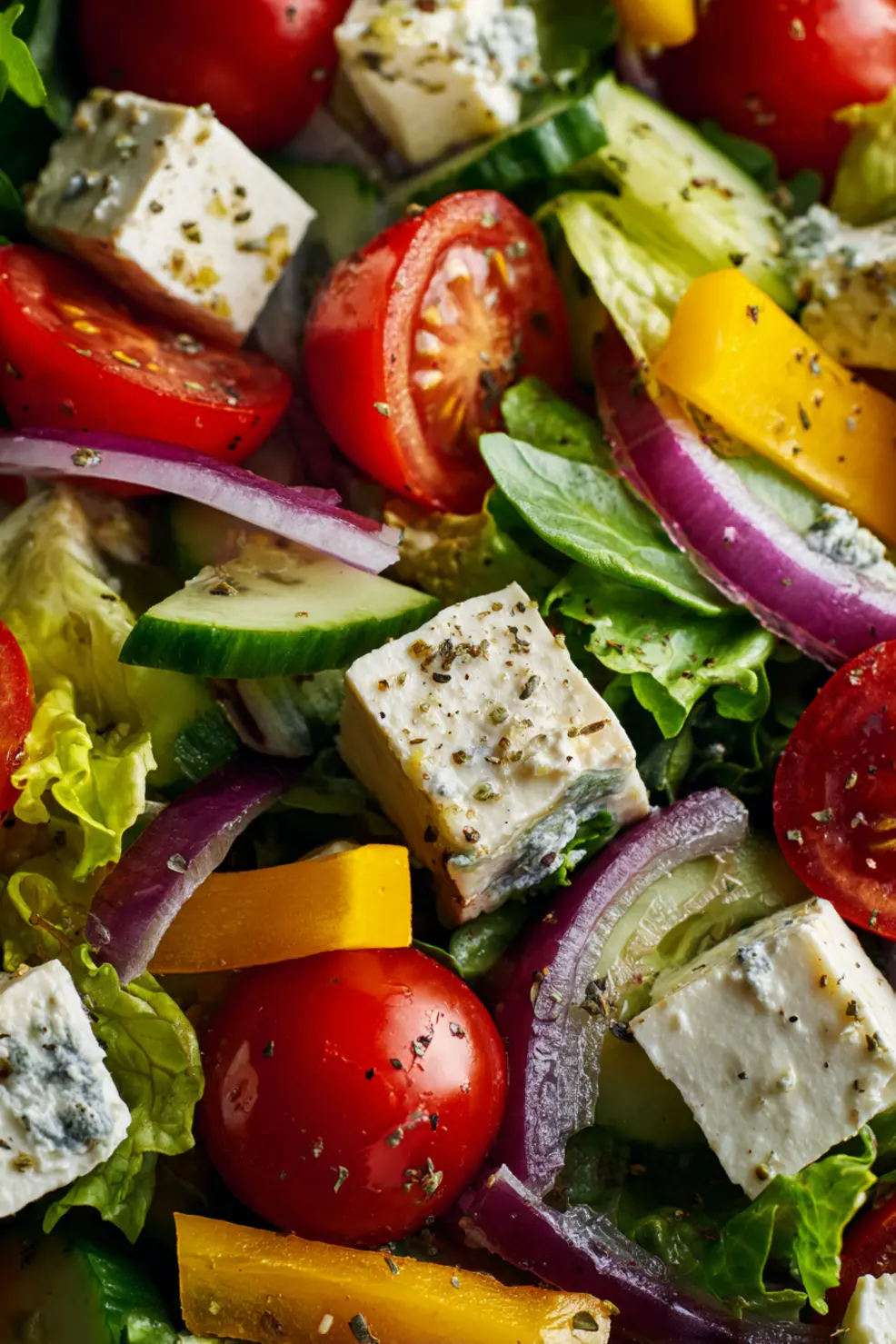 Market salad with seasonal vegetables and homemade dressing