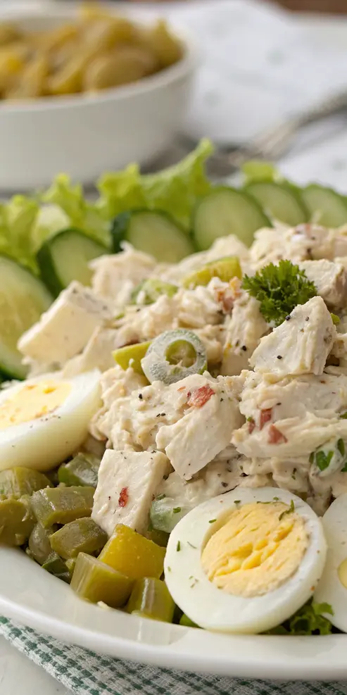 Southern chicken salad sandwich with lettuce on white bread