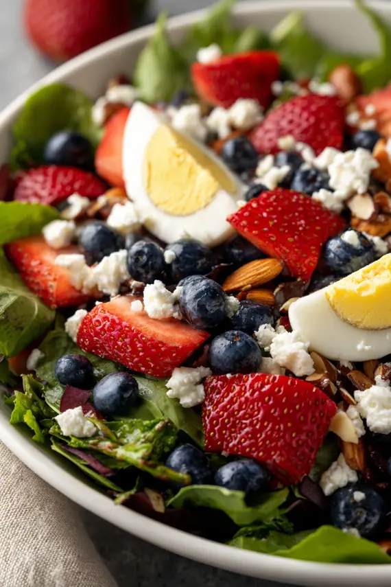 Prepared breakfast salad in a white bowl