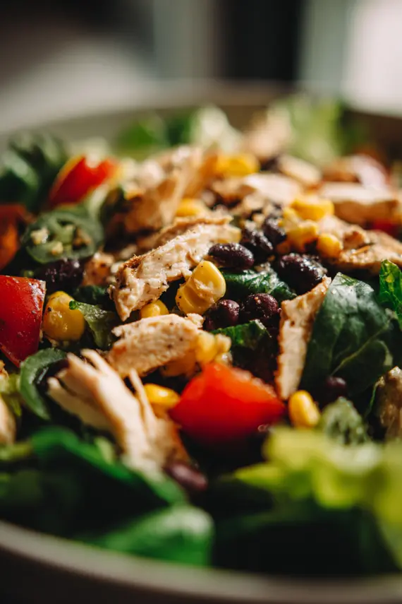 Chick fil a spicy southwest salad in a white bowl ready to eat