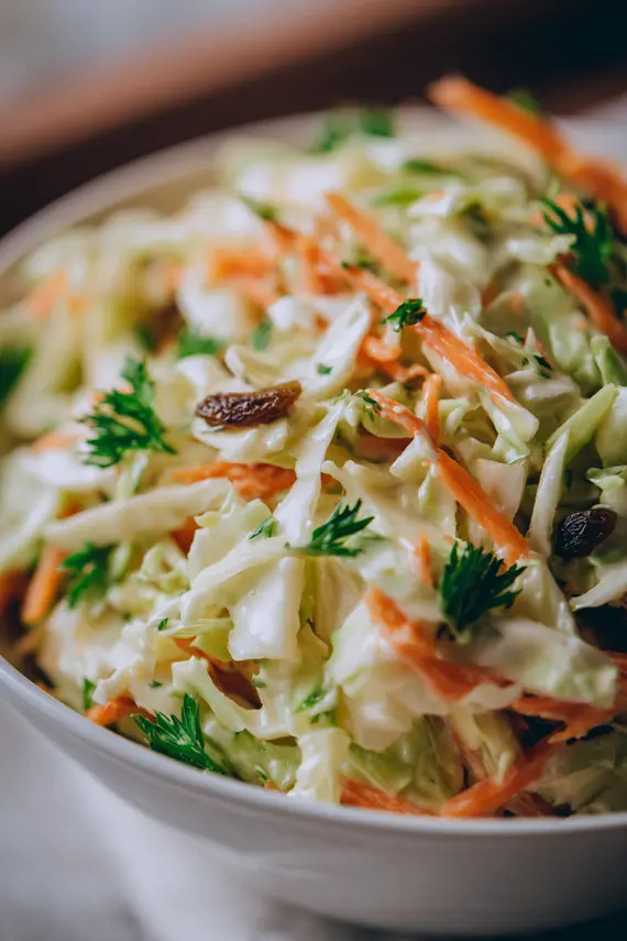 Fluff salad served in a white bowl with a serving spoon