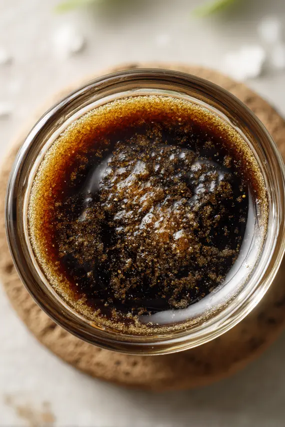 Honey salad dressing with balsamic vinegar in a glass jar with a wooden honey dipper and fresh salad ingredients surrounding it