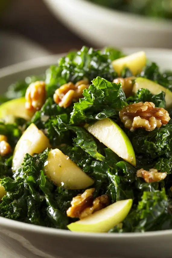 Kale and Apple Salad in a white bowl