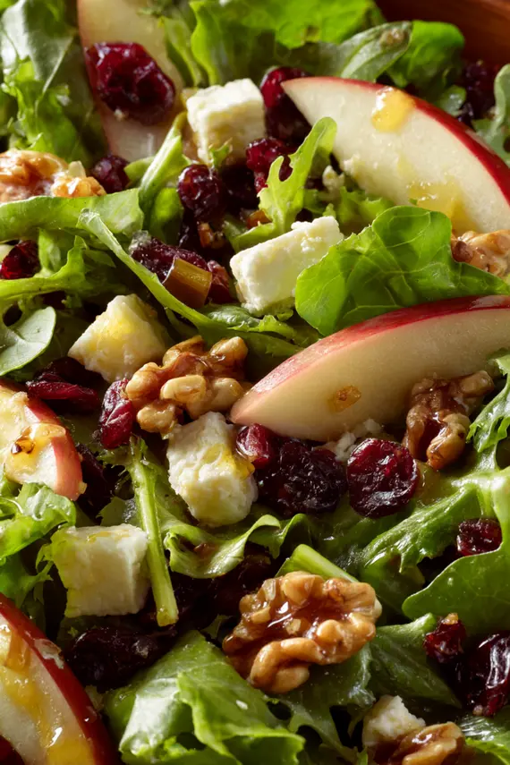 Finished Panera Fuji Apple Salad in a white bowl ready to serve