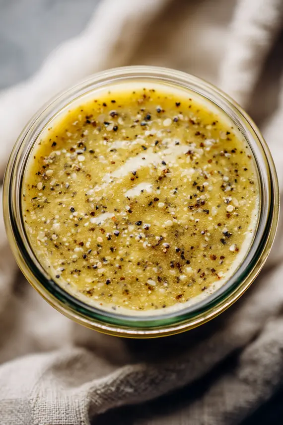Homemade keto salad dressing in a glass jar with fresh ingredients surrounding it