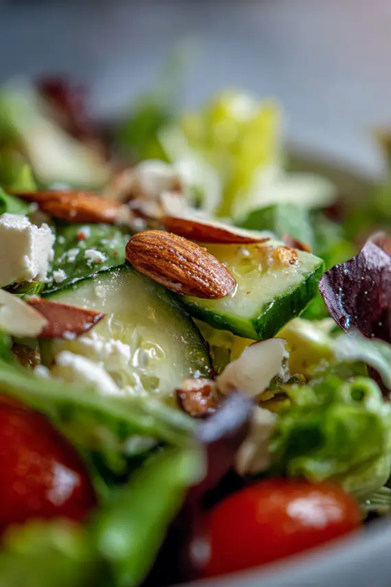 Completed Salad Supreme served in a white bowl with dressing drizzled on top